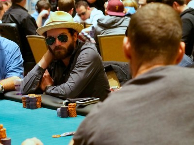 Actor/DJ Danny Masterson stares down 1996 WSOP Main Event champion Huckleberry Seed on Day 2 of the Seminole Hard Rock Poker Open $10 Million Guaranteed Main Event.