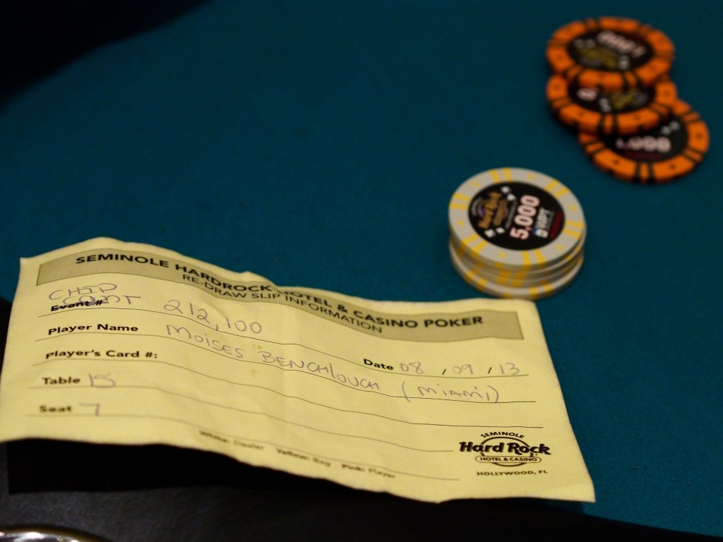 Moises Benchlouch never showed up on Day 2 of Event 1, but his chip stack was big enough to finish in the money.