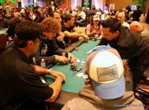 Ryan Riess, Jennifer Tilly & Frank Russo table wide shot