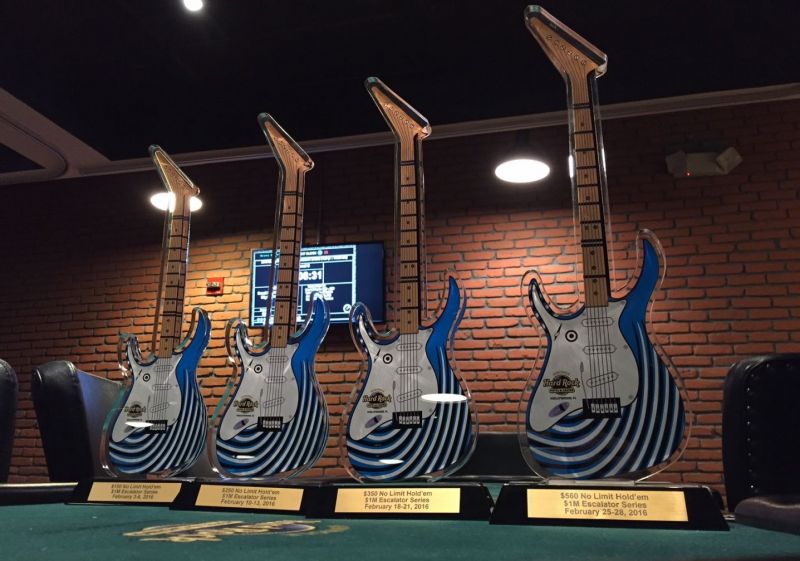 The four Escalator Series tournament trophies.