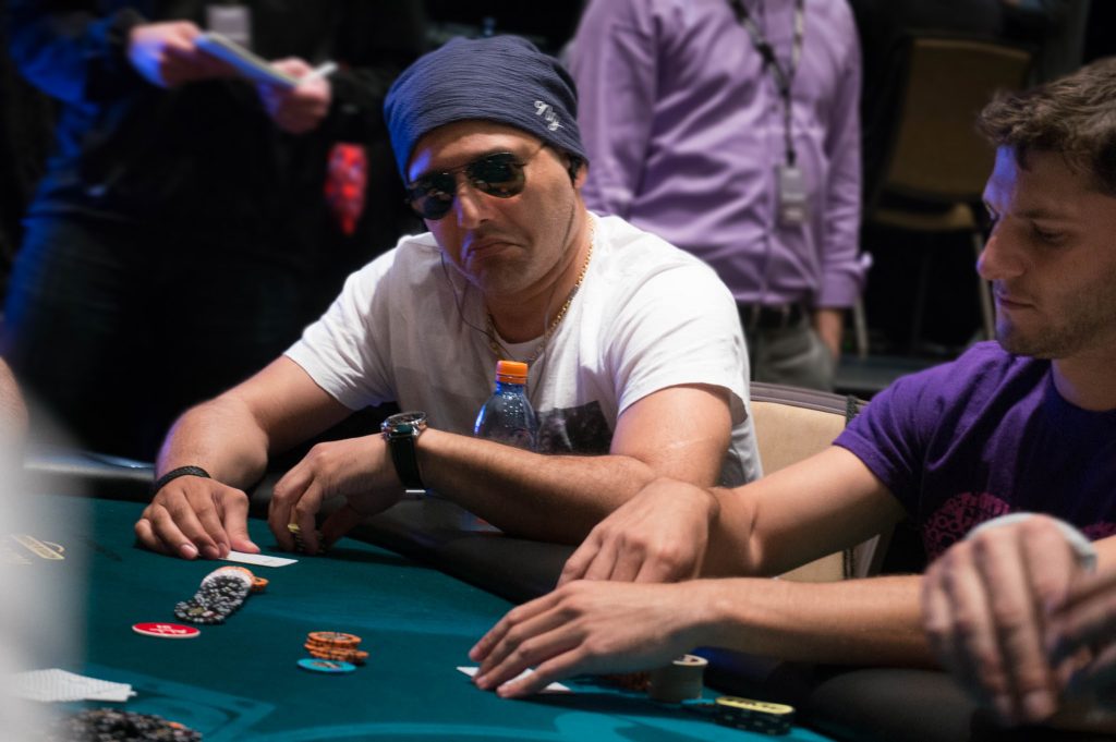 Amir Babakhani (left) moves all-in and Jonathan Jaffe (right) calls