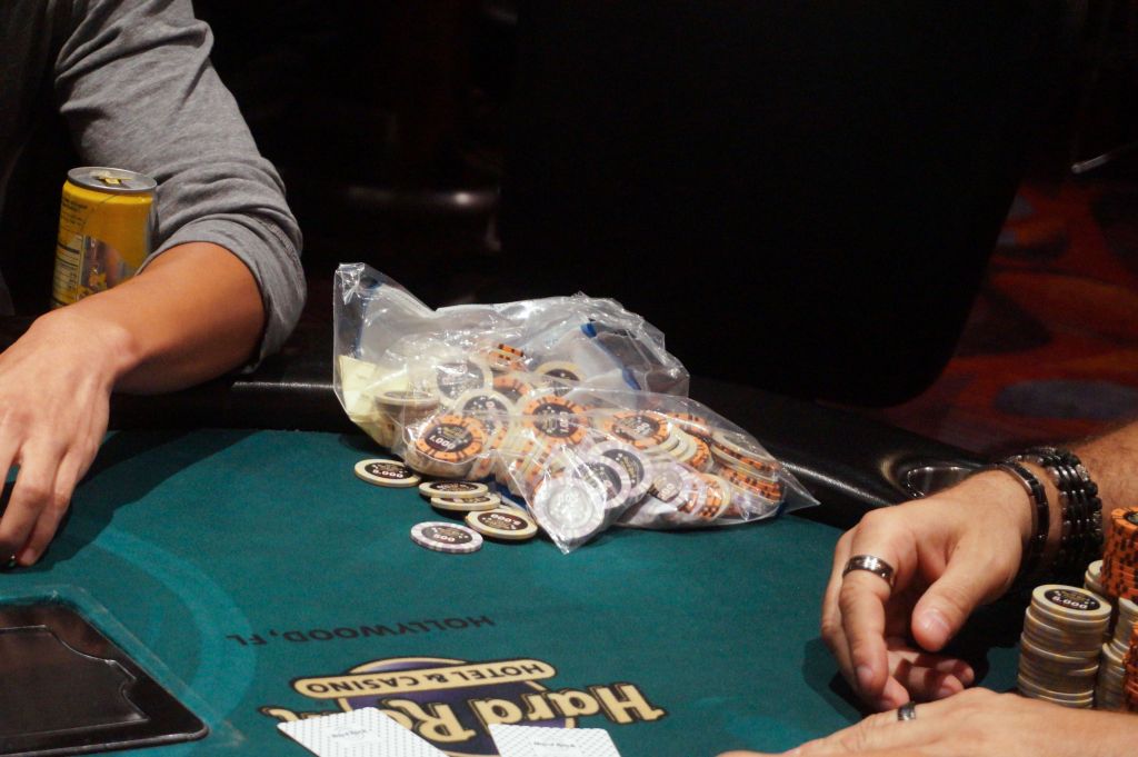 The unattended stack of chip leader Michael Ortiz