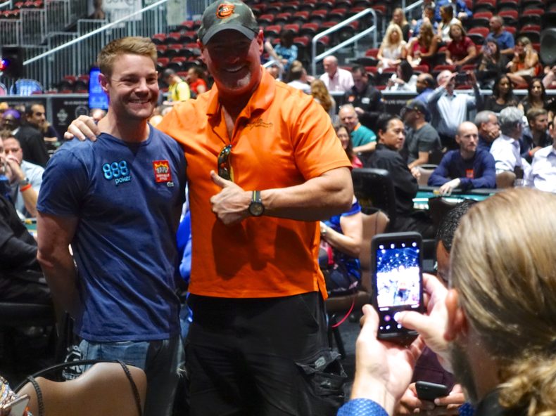 WSOP Main Event Runner-Up Tony Miles Poses for a Photo with a Fan