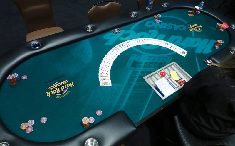 Empty Table with Chip Stacks at Dinner Break