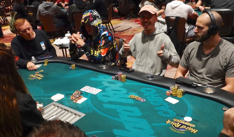 Jeff Blenkarn considers the bet of Brian Altman as Darryll Fish gives the double-thumbs-up.
