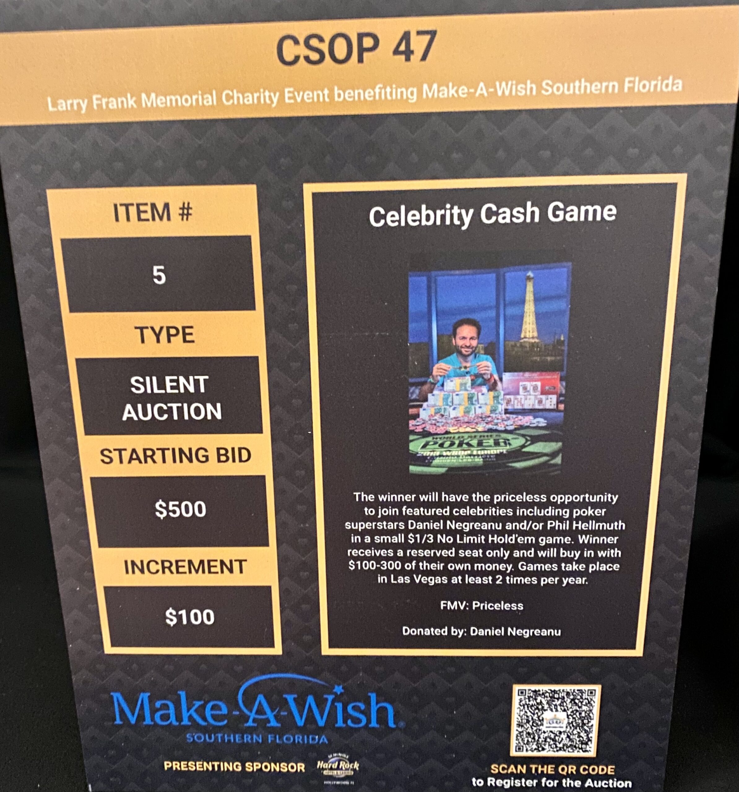 Auction Item - Celebrity Cash Game